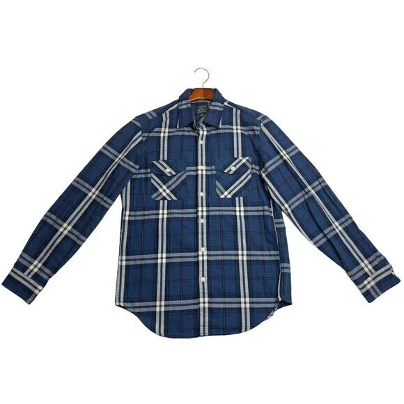 New J Crew Mens Heavy Weight Flannel Shirt (M)‎ Mens Blue Red 100%Cotton - Picture 3 of 8